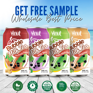 Alta calidad 330ml VINUT Jugo de melocotón Burbuja Leche Té Perlas Lata (enlatada) Bebida sin azúcar Etiqueta privada Fabricante de Vietnam - Product Image 4