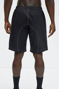 <b>Mens</b> sporty black <b>knee</b> <b>length</b> <b>shorts</b> with reflective stripe detailing contrast stitching and elastic waistband for comfort - Product Image 5
