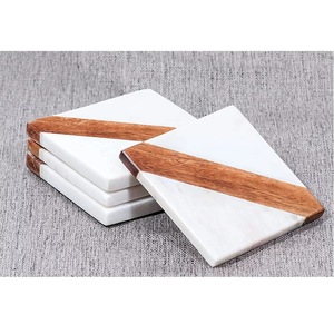 Sous-verres de thé en bois et en marbre écologiques à réponse rapide au meilleur prix Sous-verres de décoration de table en bois de luxe vintage - Product Image 5