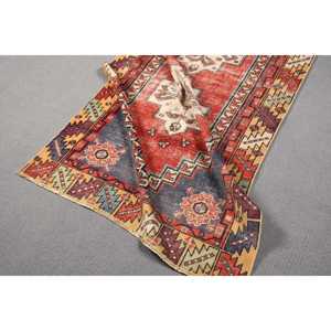 3.2x5.2 ft Vintage Rug, <b>Red</b> Ombr Turkish Rug <b>Wool</b> - Product Image 4