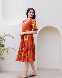 Vestido Midi de Algodón Hecho a Mano para Mujer, Vestidos Informales con Estampado Floral, Cómodo, Personalizado, Regalo de Boda - Product Image 3