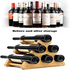 ชั้นวางไวน์6ขวดประหยัดพื้นที่ไม้แข็งก่อสร้างโต๊ะสำหรับเฟอร์นิเจอร์บ้าน - Product Image 4