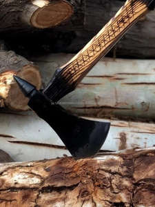 Precio de fábrica Uso multiusos Mango de madera de diferentes colores Ejes de acero damasco Diseño más popular de alta calidad Ejes Damasco - Product Image 2