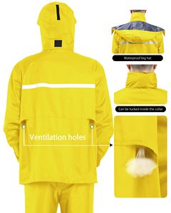 Traje de lluvia Chaqueta impermeable y pantalón impermeable para hombres y mujeres Traje de lluvia transpirable para todo deporte al aire libre Anti-tormenta para exteriores - Product Image 3