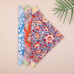 Bohemian Cotton Bandana <b>Scarf</b> Set Of Three With Traditional Print Design - Product Image 3