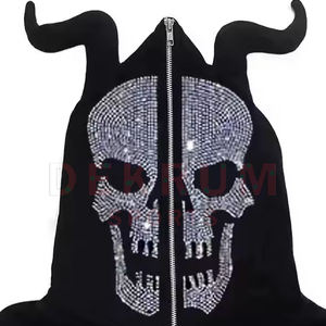 Jersey estilo de bolsillo hecho de alta venta Sudadera con capucha de diamantes de imitación tela transpirable hombres de alta calidad Sudadera con capucha de diamantes de imitación - Product Image 3