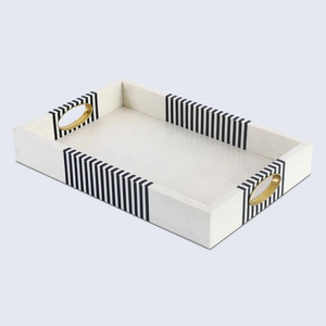Bandeja de Servicio con Incrustaciones de Hueso para el Hogar, Hoteles y Restaurantes, Último Diseño, Elegante Bandeja para Servir Alimentos - Product Image 5