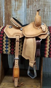 อานทรงถังหนังสไตล์ตะวันตกสำหรับขี่ม้าทำด้วยมือแบบ100% - Product Image 4