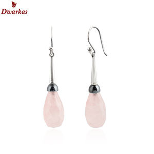 925 boucles d'oreilles pendantes en argent Sterling haute qualité classique Rose Quartz pierre précieuse pour cadeau de fête de mariage pour les femmes - Product Image 2