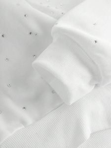 Custom High Quality Cotton Fleece Zip up hoodies <b>Top</b> Fashion <b>Cropped</b> Bling Bling Rhinestone Hoodie for Women - Product Image 5