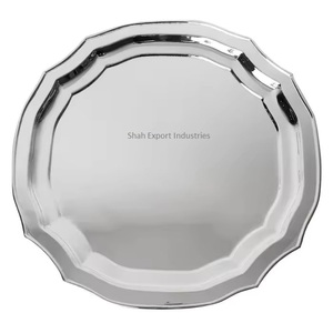Assiettes de présentation en métal de forme ronde de finition foncée pour les fêtes de mariage - Product Image 6