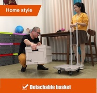 Chariot de courses pliable en plastique portable avec roues pivotantes lisses, tissu imperméable pour le rangement et les outils, voyage et usage quotidien