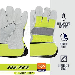 Guantes de trabajo de cuero Rigger Guantes de seguridad para manejo de aparejos Guantes duraderos de cuero de vaca Rigger - Product Image 3