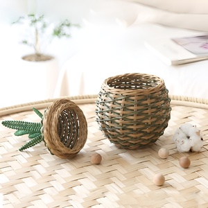 Adorable sac d'ananas coloré, accessoires de chambre de bébé, ensemble de paniers de rangement en rotin naturel, paniers en osier - Product Image 2