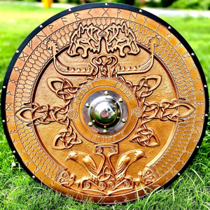 Décoration murale en métal en forme d'épée viking ronde faite à la main, décoration d'intérieur, épée sculptée - Product Image 1