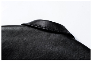 Vestes en cuir PU de haute qualité pour hommes printemps, automne, col montant solide personnalisé de bonne qualité veste pour hommes à la mode pour hommes - Product Image 3