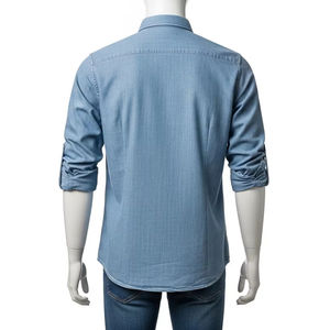 เสื้อเชิ้ตผู้ชายผ้าฝ้ายย้อมสี100เปอร์เซนต์ระบายอากาศได้ดีเสื้อเชิ้ตลำลองแขนยาวกระดุมตรวจสอบชุดทำงานสำหรับใส่ในสำนักงานและใช้ประจำวัน - Product Image 5