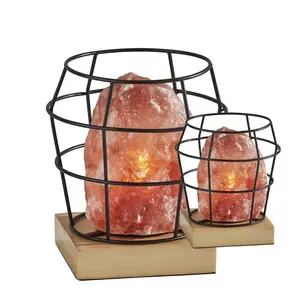 Jaula de hierro negro de alta calidad con lámpara de sal de forma natural Rosa Embalaje individual-Producto artesanal natural - Product Image 4