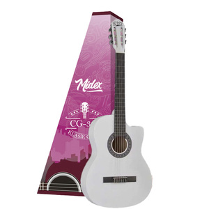 Guitarra Clásica Midex CG-390WH de 39 Pulgadas 4/4, Color Morado, con Varilla de Ajuste, Madera de Abeto, Cutaway, Acabado Brillante y Funda Acolchada - Product Image 1