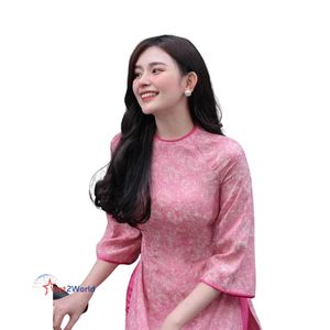 พิมพ์ลายเสือดาวสีแดงแบบดั้งเดิมของผู้หญิงโมเดลไม่สมมาตร AO Dai สไตล์วินเทจป้องกันไฟฟ้าสถิตย์ - Product Image 2