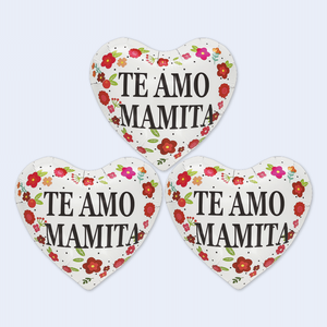 Globos de Corazón Te Amo Mamita de 25 cm, 3 Piezas, Decoraciones para Fiestas - Product Image 1