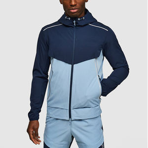 Veste coupe-vent personnalisée légère en nylon et élasthanne 2 tons pour homme, coupe-vent imprimé pour sport d'extérieur, course à pied - Product Image 1