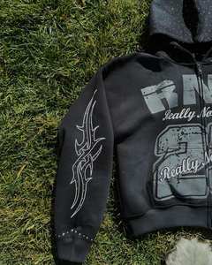 Sudaderas con capucha personalizadas Hip Hop Sudadera con capucha de manga larga con capucha Impresión Moda Pullover Personalizar Oversize 400GSM 65 Algodón 35 poliéster - Product Image 3