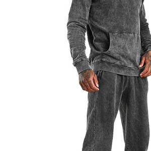 2024 nueva llegada chándal de lavado ácido de algodón para hombres último estilo pulóver con capucha chándal informal de lavado ácido para talla <span class=keywords><strong>Extra</strong></span> - Product Image 4