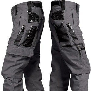 Pantalon tactique en toile imperméable pour homme - Taille élastique, multi-poches, résistant à l'usure, pantalon cargo d'extérieur - Product Image 1