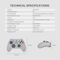 Fantech WGP13S SturdyBase Controlador de juegos de modo dual con dongle de vibración de 4 niveles con sensor de movimiento