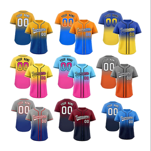 Vente en gros de maillots de baseball de haute qualité 100% polyester, respirants, évacuant l'humidité, antibactériens, col en V, unisexe, grande taille - Product Image 1