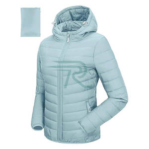 Chaqueta Acolchada Gruesa y Transpirable para Mujer, Cuello Redondo, Cierre de Cremallera, Abrigo Cálido de Otoño, Ropa Exterior con Bolsillo Tipo Canguro - Product Image 1