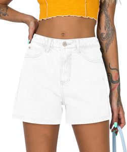 Short en jean déchiré à taille moyenne pour femme avec poches 85% coton, 10% polyester, 5% élasthanne short coupe régulière - Product Image 1