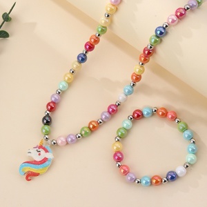 Set Collana e Braccialetto Unicorno per Bambine, Gioielli Cartoon per Travestimenti, Regalini per Feste - Product Image 6