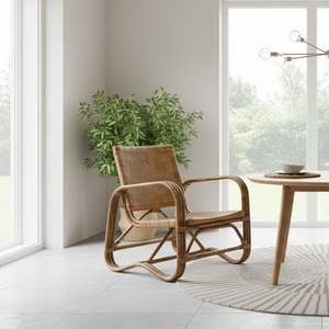 Comfortable Durable Eco-Friendly Lightweight Minimalist Outdoor <b>Rattan</b> Chair for Farmhouse <b>Dining</b> Living Room Use - Product Image 2