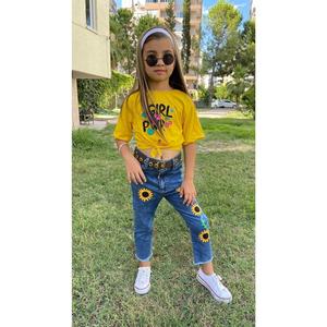 Cintura t-shirt pantaloni Jeans fantasia margherita