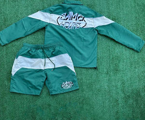 Custom Logo Unisex Knitted Baggy Jogger Streetwear Summer Cotton Plus Size Hip Hop Unisex <b>Shorts</b> Set - Product Image 6