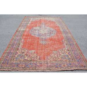 พรมตุรกีวินเทจขนาดใหญ่6.8x10.9ฟุตสไตล์คลาสสิกสีแดงเบจสไตล์การเย็บปะติดปะต่อกัน10มม. ยางลาเท็กซ์ขนสัตว์สำหรับห้องโถง - Product Image 1