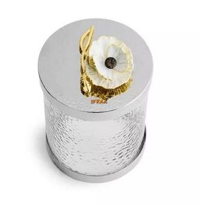 Boîte en verre de rangement de cuisine avec couvercle en métal argenté et feuille de Gingko, boîte à thé et bocaux de luxe - Product Image 4