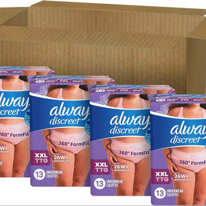 Ropa interior de incontinencia para adultos siempre discreta para mujeres y ropa interior posparto, XXL, hasta 100% * Protección contra fugas de vejiga, 52 CT - Product Image 1