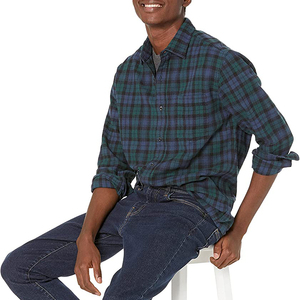 Chemise en flanelle à carreaux doux de haute qualité pour hommes T-shirts teints en fil de coton respirant pour le printemps approvisionnement en gros OEM - Product Image 5