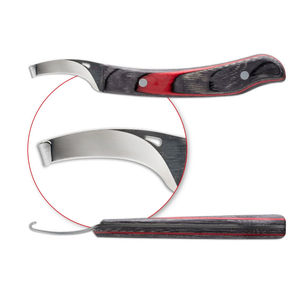 Venta superior Cuchillos de pezuña de caballo de acero inoxidable Instrumentos veterinarios reutilizables afilados con mango de madera Cuidado de pezuña - Product Image 4