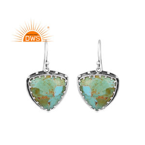 ต่างหูอัญมณีเทอร์ควอยซ์คิงแมนธรรมชาติเงินสเตอร์ลิงออกซิไดซ์ผลิตตามสั่ง - Product Image 1