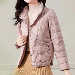 Veste bouffante courte légère pour femmes taille XL manteau décontracté à la mode avec col montant mince imprimé confortable Parka tissu tricoté - Product Image 5