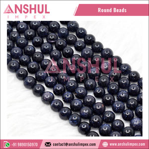 Large gamme de perles rondes en pierre de grès bleue naturelle de qualité supérieure, grade A, 6 mm, pour la fabrication de bijoux et de bracelets, Anshul Impex RB-BLSS-6 - Product Image 3