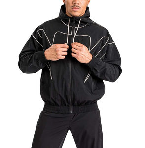 Conjunto de Chaqueta Cortavientos para Hombre, Tendencia de Invierno, Logotipo Personalizado, Impresión por Sublimación, Hombros Caídos, Dos Piezas, Forro Polar con Capucha, Transpirable - Product Image 3