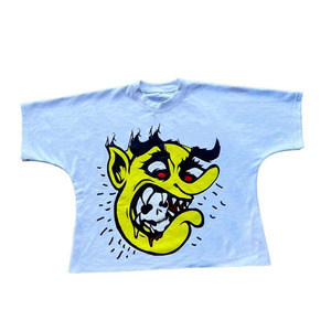 Custom Oversized T-Shirt With Cartoon Face And Crown Print Streetwear Short Sleeve O-Neck 100% Cotton Fabric One Panel T Shirt - Product Image 6