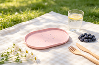 Kleurige gevlekte ovale melamine serveerschaal lichtgewicht onbreekbaar koffie fruit schaal 13,9 inch modern huishoudelijk restaurant voedsel