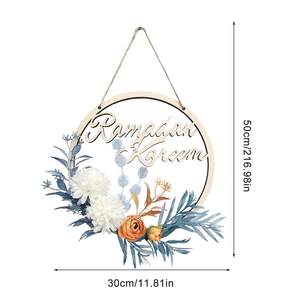 Modern Ramadan Wreath in Metal with Crescent, Star & Geometric Patterns - Product Image 4