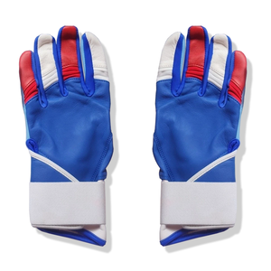 Custom Long Cuff Baseball Batting <b>Gloves</b> <b>Red</b> White Blue Goatskin Leather Professional Wrist Support Adult Youth Softball Batting - Product Image 2